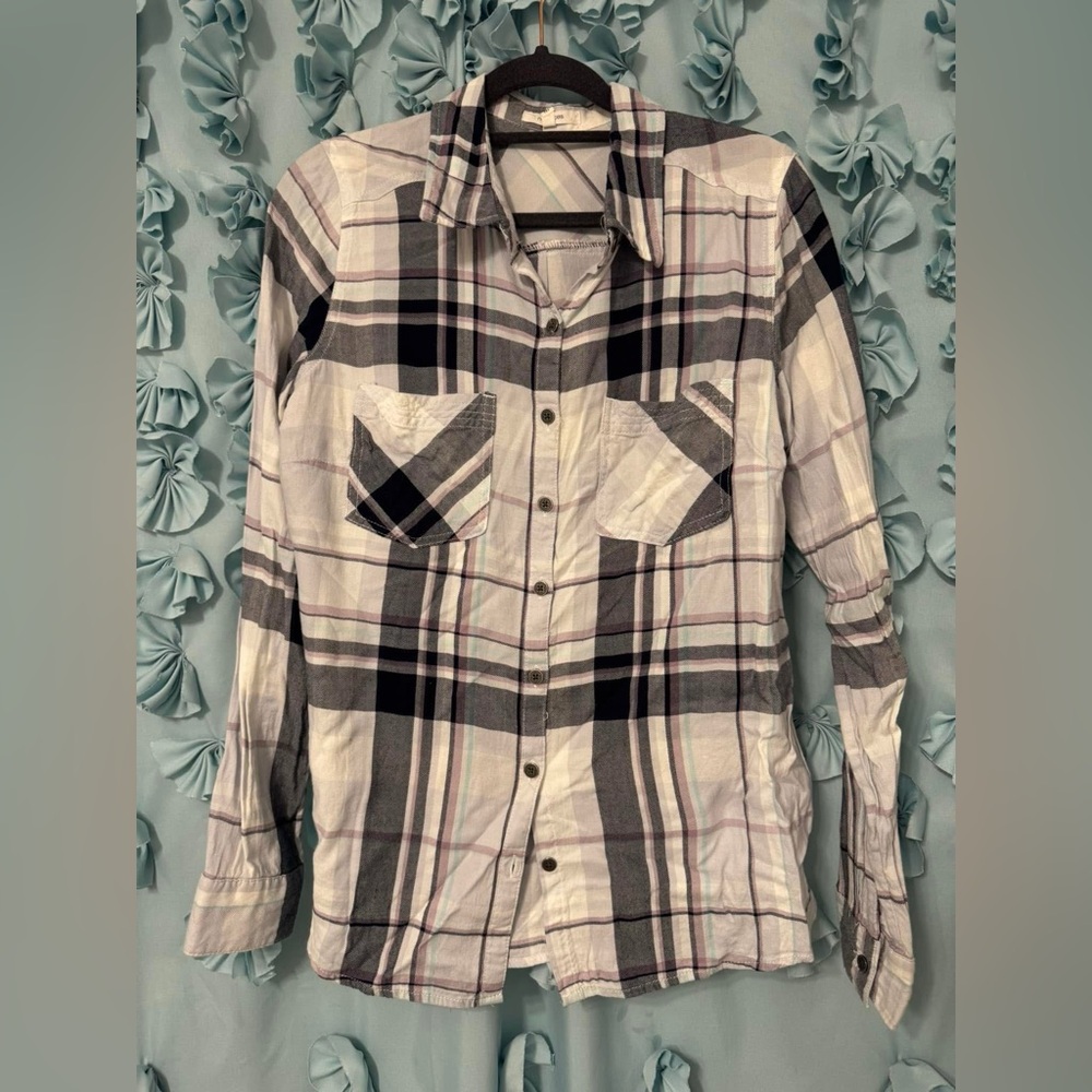Maurices Black and White Button Down Shirt
